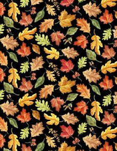 Wilmington Prints Harvest Gold 1077 89267 983 Leaf Toss Black