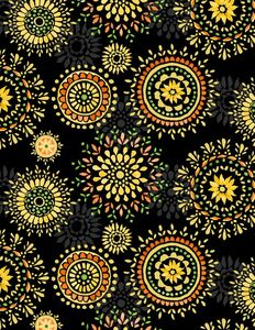 Wilmington Prints Harvest Gold 1077 89268 957 Medallions Black