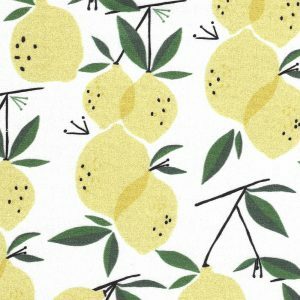 Fabric Finders 2443 Lemon Print Fabric Yellow and Green