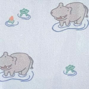 Fabric Finders 2456 Hippo and Frog Print Fabric: Blue, Green, and Gray