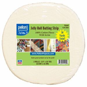 106754:Pellon FJR2550 Jelly Roll Batting Strip 2.5 in x 50 yds (2 Rolls 2.5"x25Yds) 100% Cotton Poly Fleece with Scrim, Great for jelly roll bags, rugs, etc.