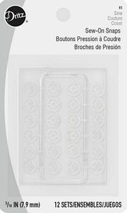 Dritz D85 Sew-on Snaps Clear 1/4in (6mm) 12ct