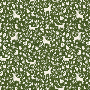 Benartex 13100-41 WINTER ANIMALS GREEN/CREAM