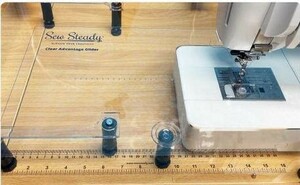 Sew, Steady, SST-CLRGLIDER, Clear, Advantage, Glider, Mat, with Cutting, Guide, Easy, Access, to Bobbin, Door, and Tools, 12" x 20"