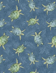 Wilmington Prints Paradise Bay 3051 40755 470 Turtles Toss Blue