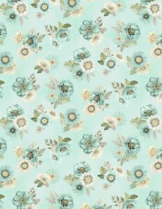 Wilmington Prints Blissful 3017 27646 771 Floral Toss Teal