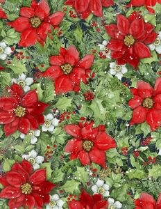 Wilmington Prints Winter Hollow 3023 39747 493 Poinsettias Navy