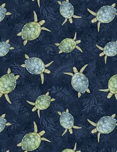 Wilmington Prints Paradise Bay 3051 40755 474 Turtles Toss Navy