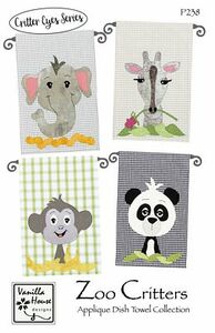 Vanilla House VHDP238 Zoo Critters Applique Dish Towel