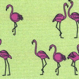 Fabric Finders 2477 Flamingo Print Fabric: Lime Green Microcheck