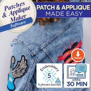 DIME 90SEP-PAMCARDSTOCK, Patch and Applique Maker Embroidery Software, 1800 Designs, 1000 Charms, 49 Outlines, 27 Fonts, 5 Lessons, Stitch Your Own