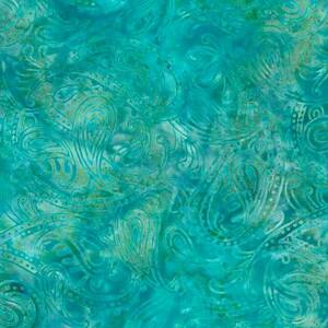 Wilmington Prints Teal-ing Good Batik 1400 22268 447 Blue Double Paisley Batik