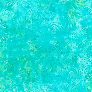 Wilmington Prints Teal-ing Good Batik 1400 22270 747 Aqua Daisies Allover Batik