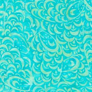 Wilmington Prints Teal-ing Good Batik 1400 22272 470 Bright Aqua Stacked Feathers Batik