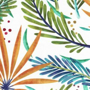 Fabric Finders 2454 Palm Print Fabric: Orange, Blue, Green, Purple, Red, and Aqua