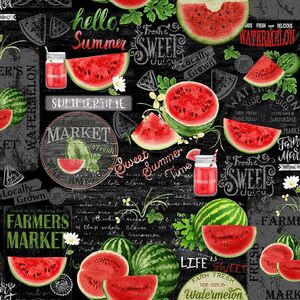 Timeless Treasures Watermelon Party Fruit-CD 1920 Black