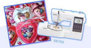 Brother SE700 103 Stitch Sew 4x4 Embroidery Machine USB, 135Designs, 6Fonts, Color Screen, Drag Drop Edit, Thread&Trim, Speed