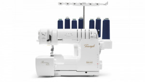 Babylock, TRIUMPH, BLETS8, Trade, In, Serger, with, RevolutionAir, Threading, Variable, Speed, Control, LED, Light, 5", to the, Right, of the, Needle, Babylock TRIUMPH BLETS8 Consignment Serger Revolutiion Air Thread, WaveStitch, VarSpeed, LEDlights, 5" Right of the Needle, Ext Table, Serviced, As Is
