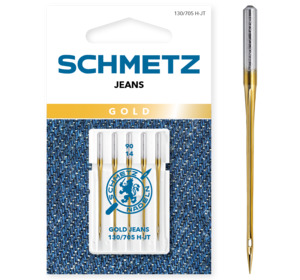 Schmetz S-1860 Gold Denim Jeans Needles 10pk 130/705H Size s14/90 at