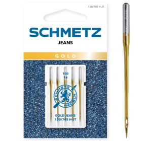 Schmetz S-1861 Gold Denim Jeans Needles 10pk 130/705H Size s16/100