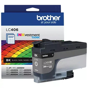 Brother LC406BKS Print Moda INKvestment Tank Standard-yield Ink, Black, Yields approx. 3,000 pages