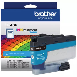 Brother LC406CS Print Moda INKvestment Tank Standard-yield Ink, Cyan, Yields approx. 1,500 pages