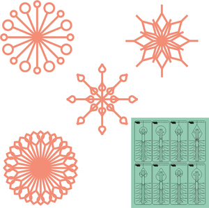 Westalee, WT-SFXSNSETx8, Spin, e, Fex, Snow, flake, 8, Templates, Set, 5.5, 11.5"