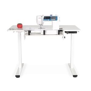 Hobby Craft 60 in. W x 36 in. D MDF Folding Fabric Cutting Table with  Drawers, Adjustable Height, Silver / White