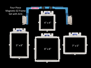 Durkee Magnetic EZ Frame 4pc Set 4x4, 5x8, 7x5, 8x8 with Arm EZ Frames for Home and Commercial Embroidery