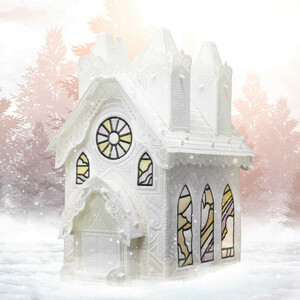 OESD 12951USB Winter Village Freestanding Cathedral