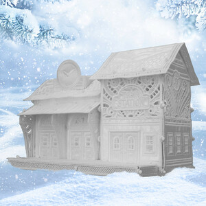 OESD 12857USB Winter Village Freestanding Train Station