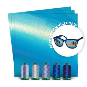 DIME PPVK__ Prism Play Vinyl Applique Kit 3 Pack 12" x 12" Siser Aurora Heat Transfer Vinyl, Exquisite ColorPlay Thread Kit, Design - Choice of Color