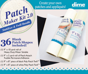 DIME PMK0200 Patch Maker Kit 2.0 Blank Patch Shapes, Patch Attach, Water Soluble, 2 Sheets PolyPatchTwill