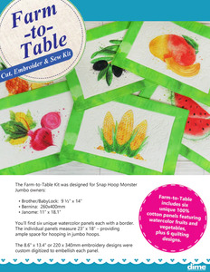 DIME DZN-FTTB Farm-to-Table Project Kit for Snap Hoop Monster Jumbo Owners with Sew Any Shape Foam, Print & Stick Target Paper