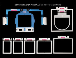 Durkee EZ Frame 7pc Set PLUS 2x4, 2 1/2x4, 3x4, 5x4, 7x5, 8x8 with Arm EZ Frames, Radius Frame and EZ Cap Frame for Home and Commercial Embroidery