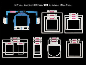 Durkee, EZ Frame, 12pc, Set, PLUS, 1 1/2x4, 2x4, 2 1/2x4, 3x4, 3x8, 4x4, 5x4, 5x5, 5x8, 6x6, 7x5, 7x7, 8x8, 9x9, 12x4, 12x8 with Arm EZ Frames, Radius Frame and EZ Cap Frame for Home and Commercial Embroidery