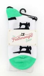 The Featherweight Shop SOCKS-FWSBLKONWTE Quilt Socks Black Singer 221 and 222 Featherweight
