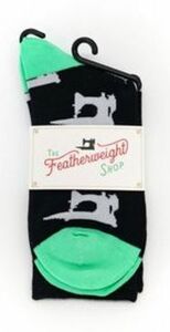 The Featherweight Shop SOCKS-FWSWTEONBLK Quilt Socks White Singer 221 and 222 Featherweight