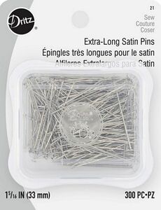 118693: Dritz D21A Extra Long Satin Straight Pins X-Lg 1-5/16in, 300ct