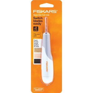 Fiskars 165170 Heavy-Duty Easy Change Craft Carve Detail Knife With No 2 Blade