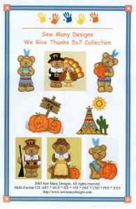 Sew Many Designs We Give Thanks 5 X7 Collection Multi-Formatted CD