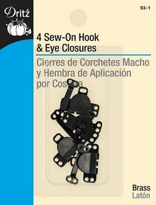 Dritz D93-1 Sew-On Hook and Eye Closures Black 4ct.