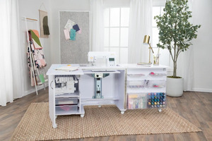 Koala E-W001 Eclipse Sewing Machine Cabinet, English White Ash or Gray