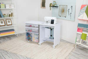 Koala Studios C-W001 Compact Sewing Machine Cabinet, English White Ash or Gray