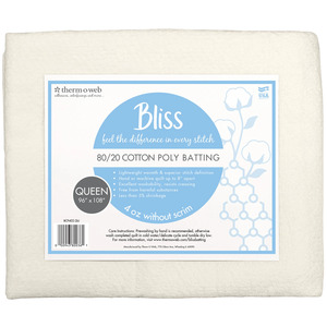 Therm O Web BCP402-QU Bliss Batting 80/20 Cotton Poly Queen 108in x 96in 4pc Box