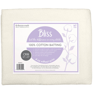 Therm O Web BC400-CR Bliss Batting 100% Cotton Crib 45in x 60in√Ç¬†12pc Box