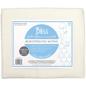 Therm O Web BCP402-THP Bliss Batting 80/20 Cotton Poly Throw Plus 60in x 72in 10pc Box