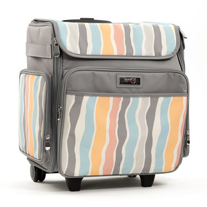 Everything Mary EVM12777-6 Classic Rolling Craft Tote Gray Stripe