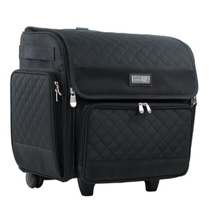 Everything Mary EVM12791-1 Deluxe Rolling Craft Tote Black Quilted