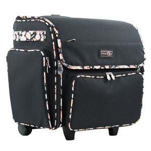 Everything Mary EVM13657-2 Deluxe Rolling Craft Tote Black Floral